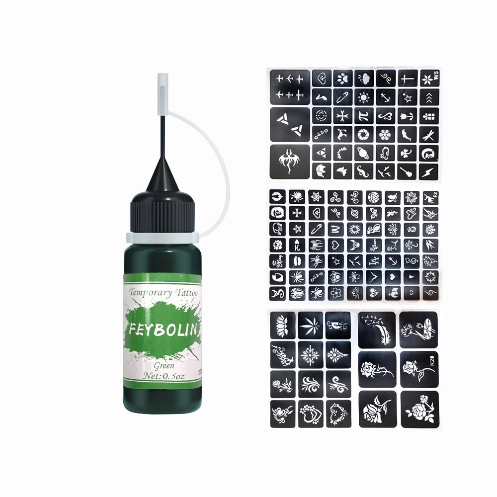 Temporary Tattoo Ink Kit with Stencils