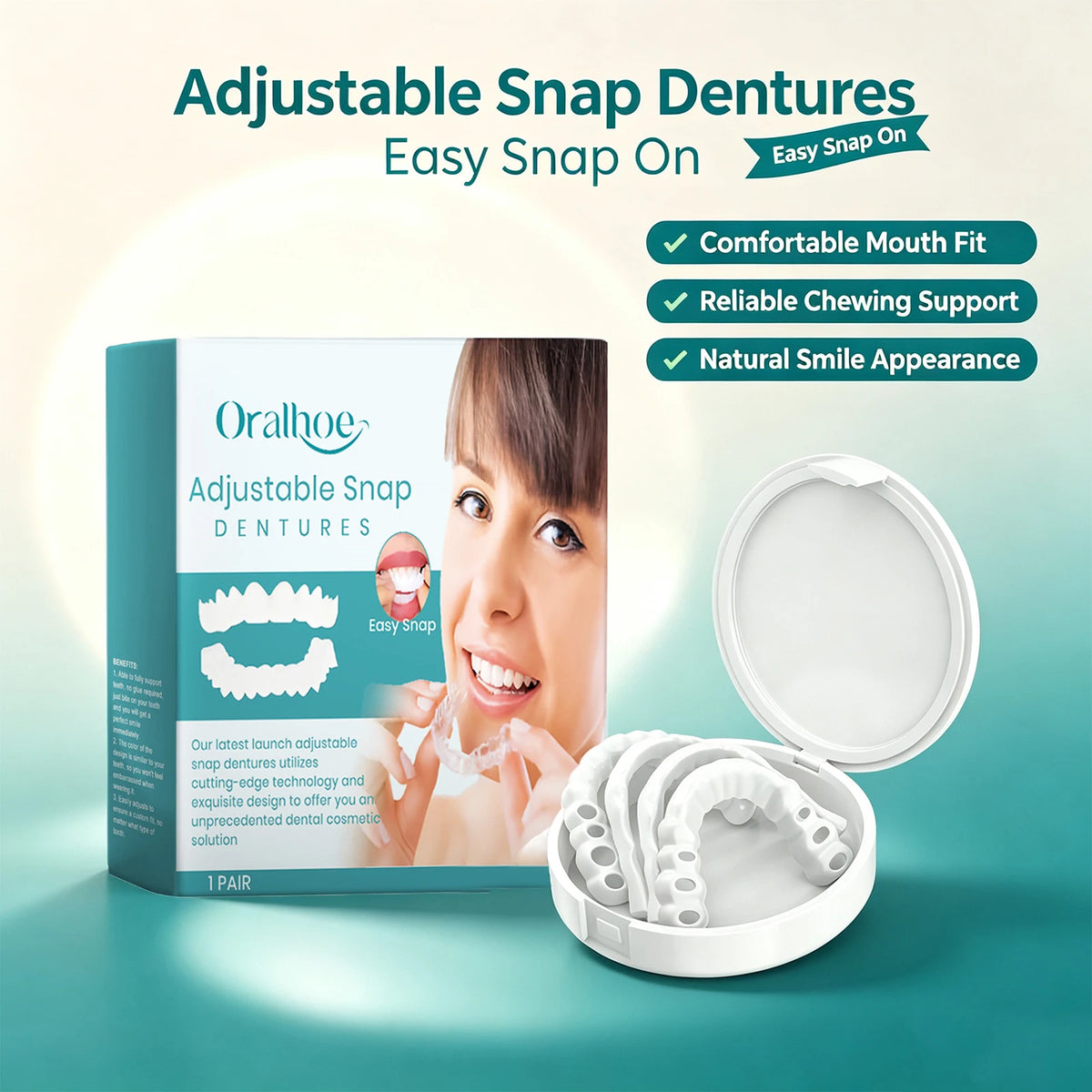 Adjustable Snap-On Cosmetic Dentures for Smile Restoration