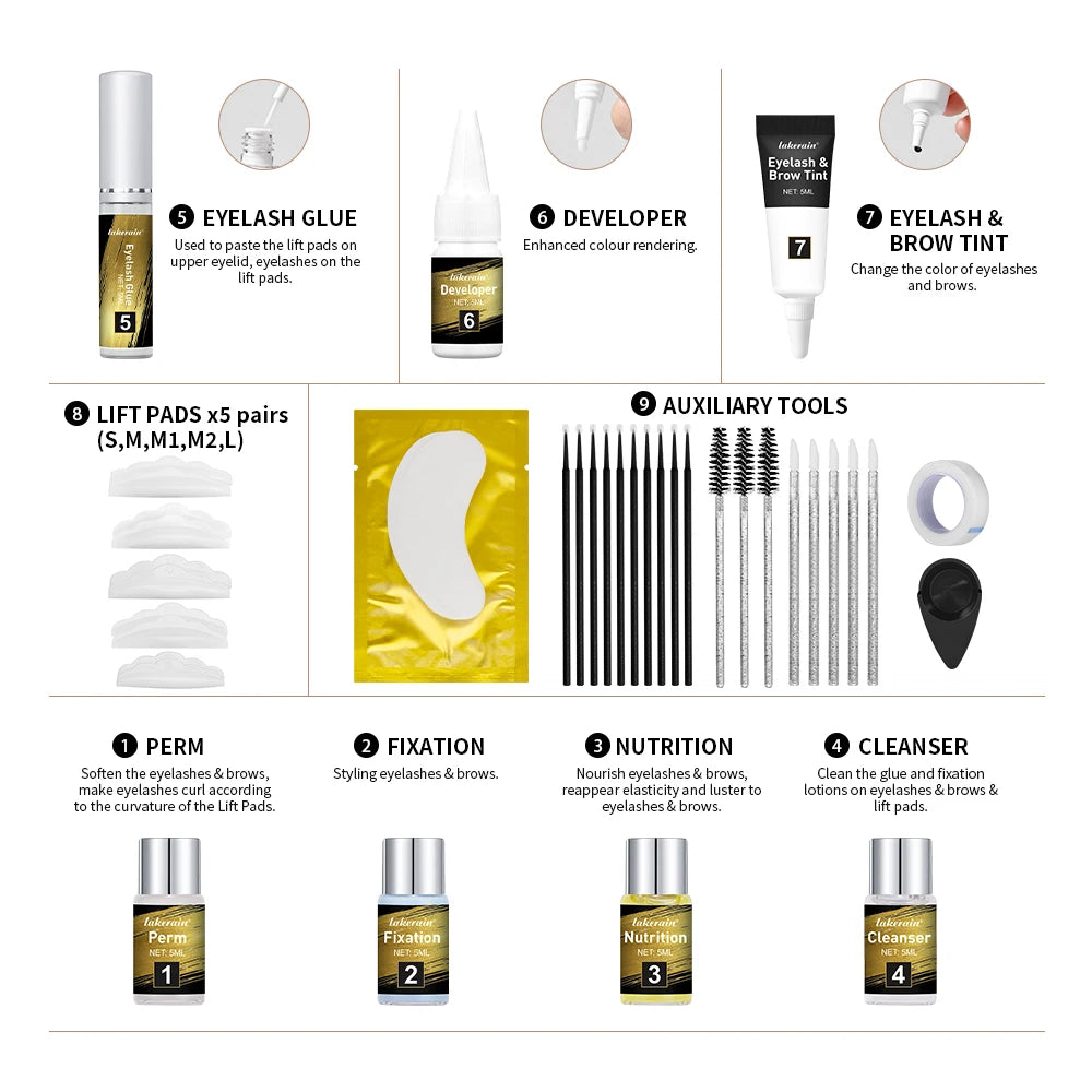 Professional Lash Lift and Brow Tint Kit for Salon Results