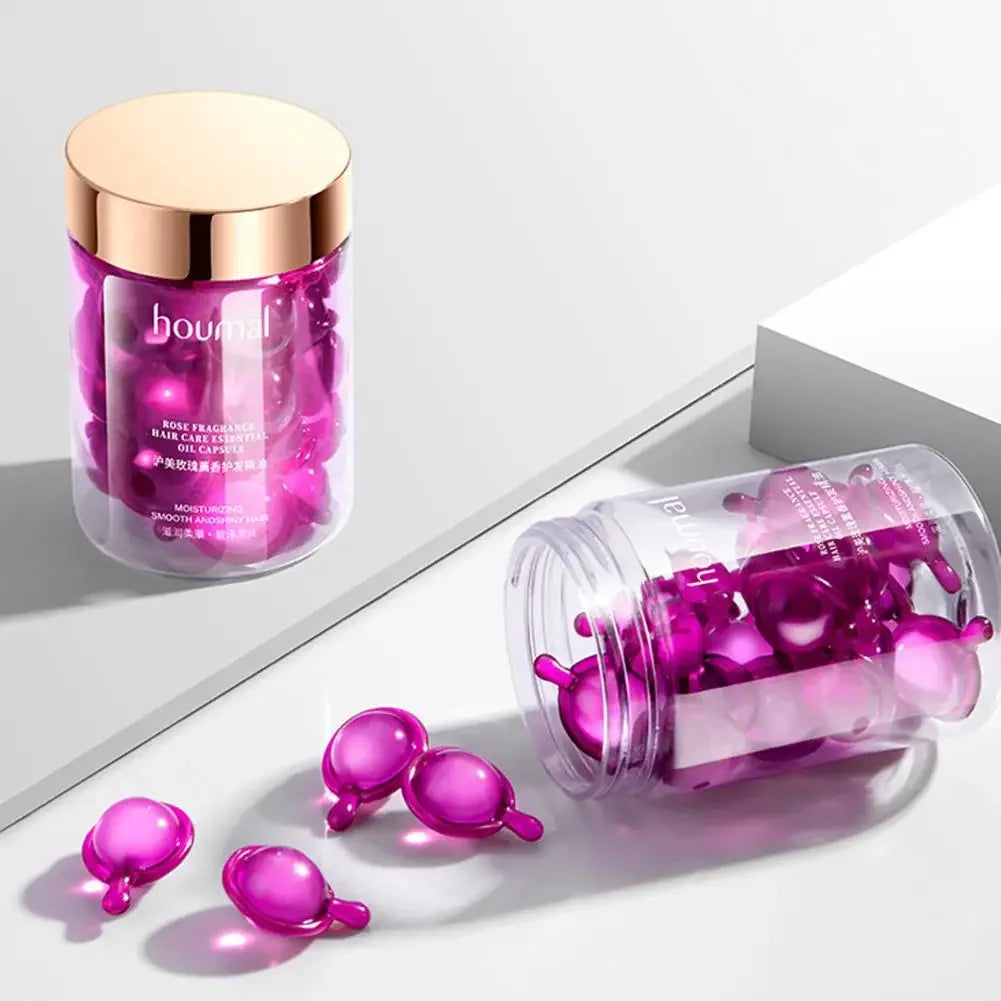 Rose Essential Oil Hair Repair Capsules for Dry Frizzy Hair