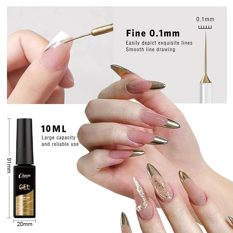 Metallic Liner Gel Polish for French Manicure Art