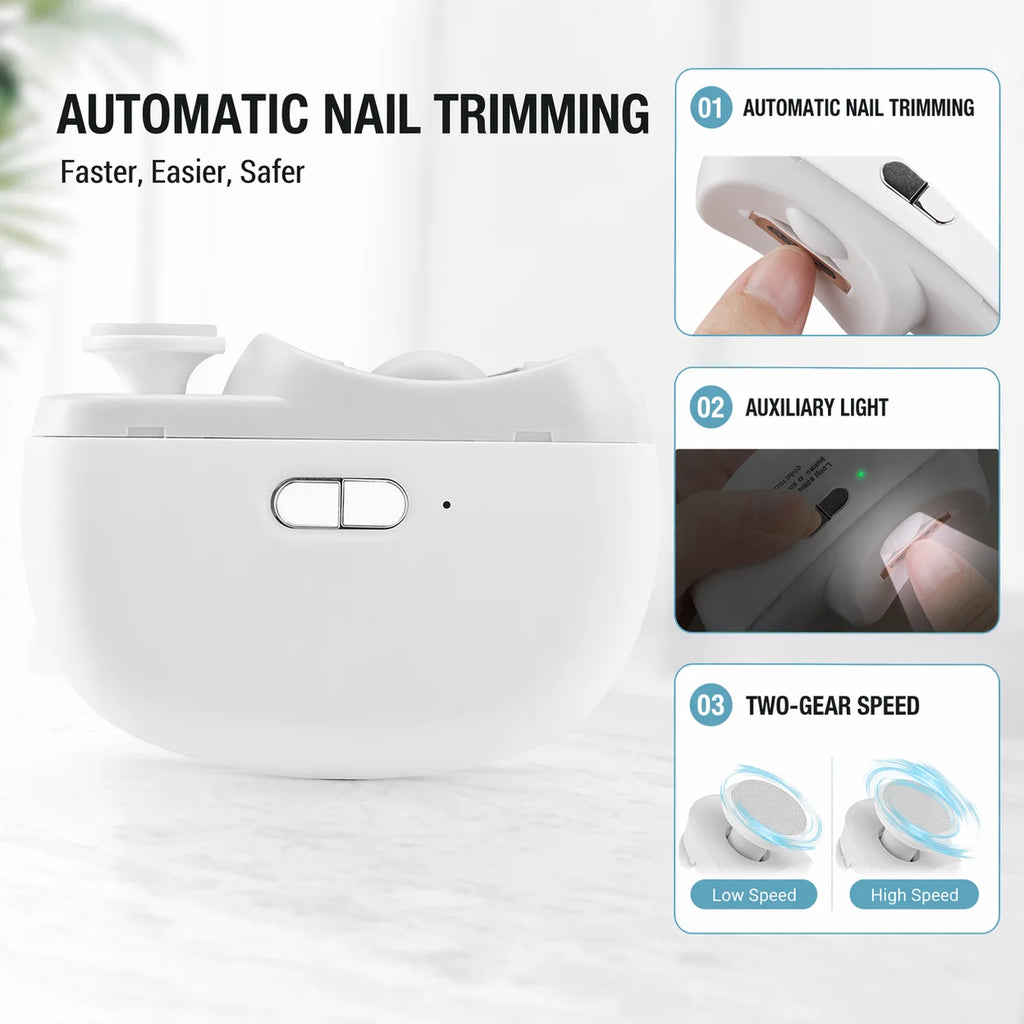 Electric Automatic Nail Trimmer and Polisher for Home and Travel