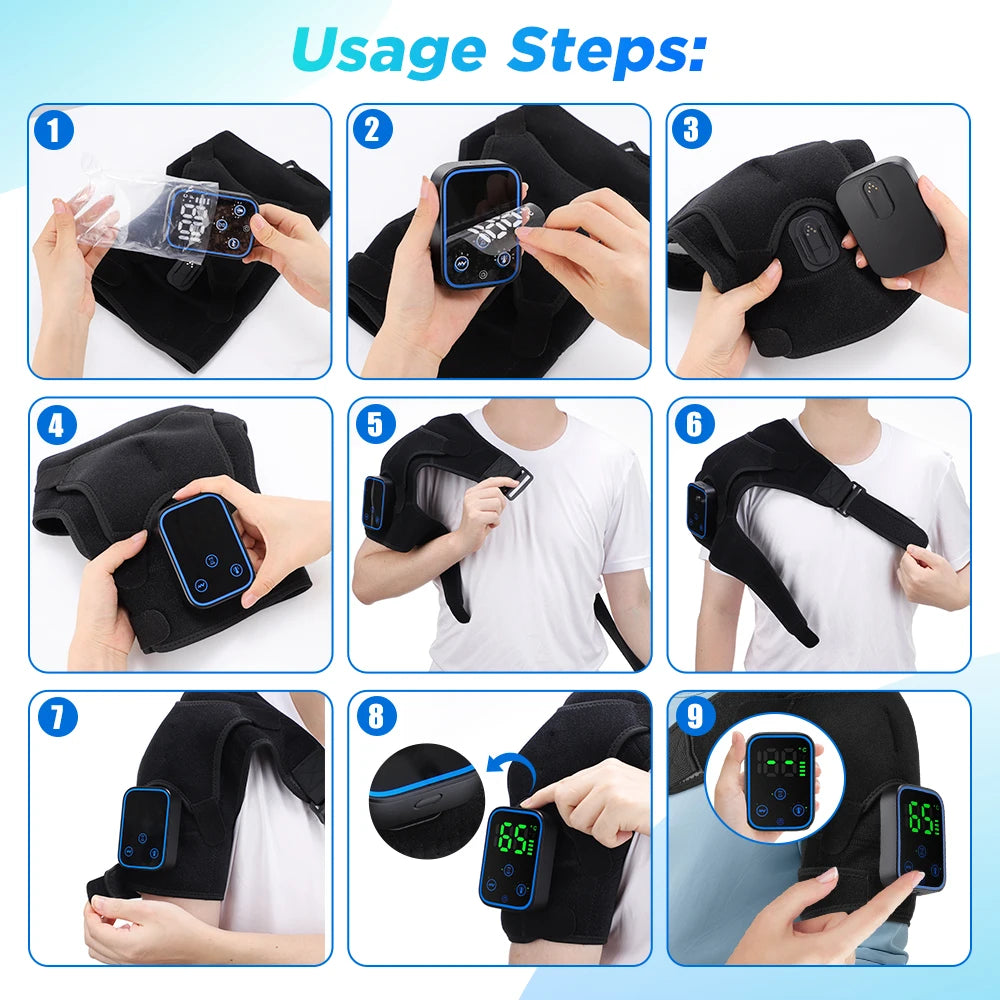 Cordless Heated Shoulder Massage Brace with App Control
