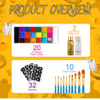 20-Color Professional Face and Body Paint Palette for Parties
