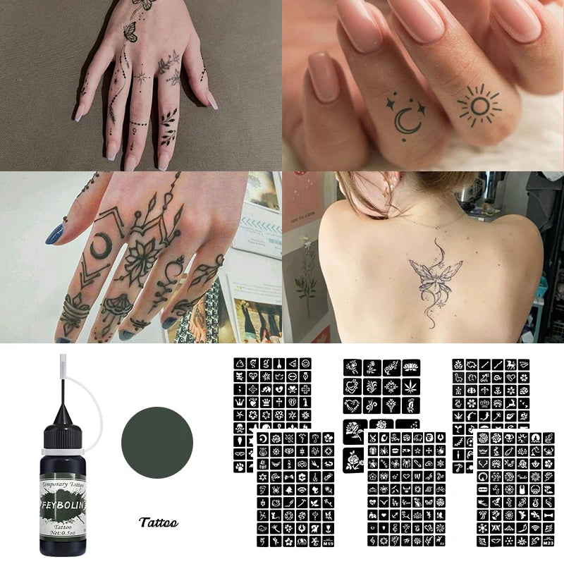 DIY Temporary Tattoo Kit with Stencils - 19