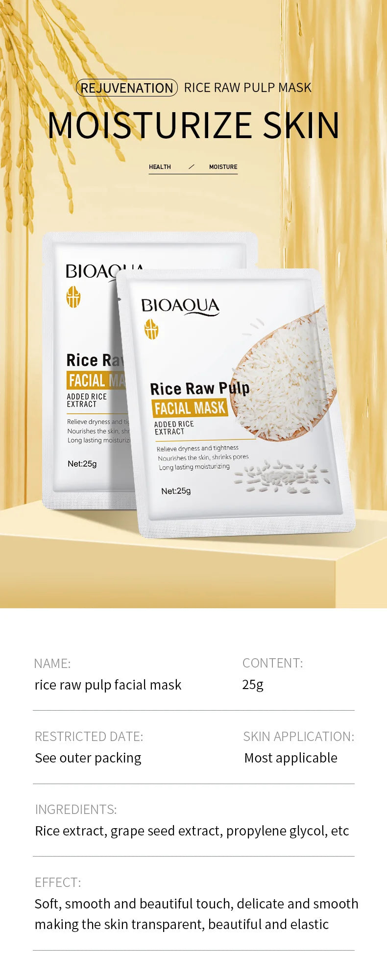 Hydrating Rice Extract Facial Sheet Mask