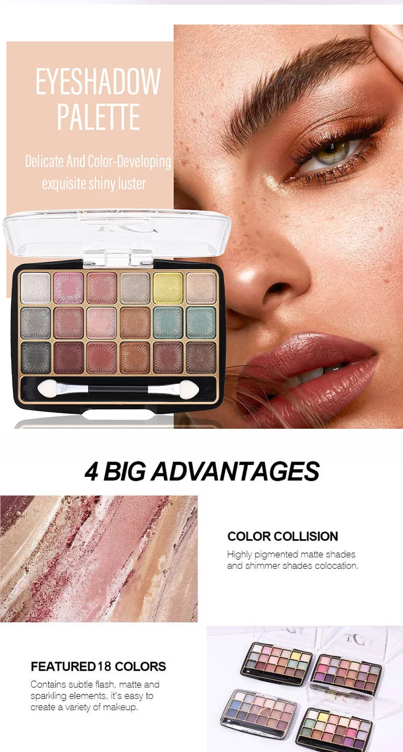 18-Color Glitter and Matte Eyeshadow Makeup Palette