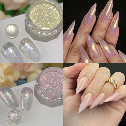 Aurora Ice-Transparent Fairy Nail Glitter Powder Set