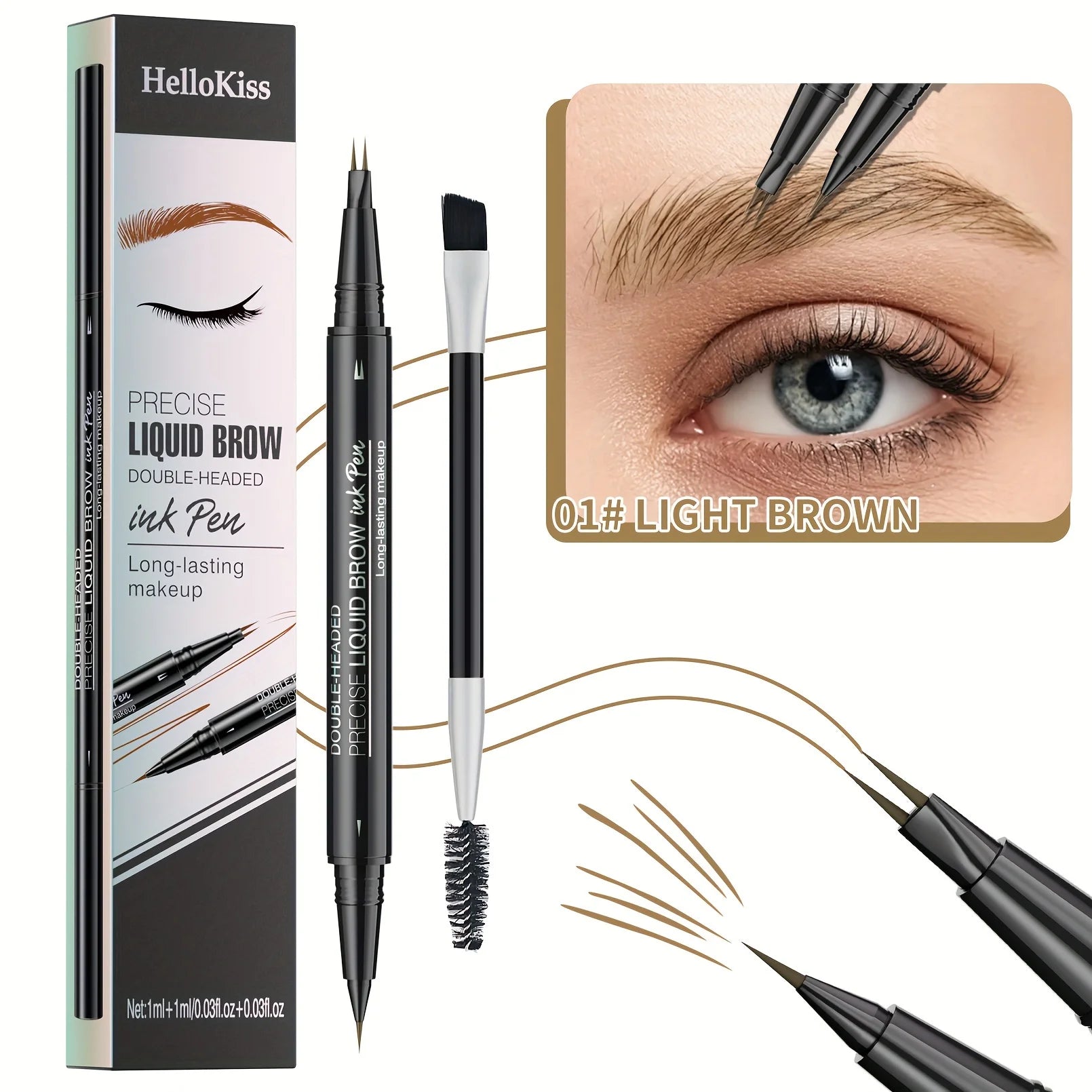 Waterproof Dual-Tip Liquid Eyebrow Pen - 14