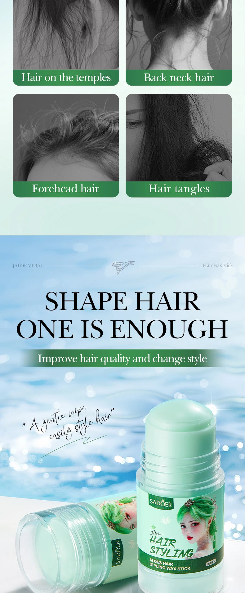 Anti-Frizz Hair Styling Wax Stick for Sleek Hairstyles - 17