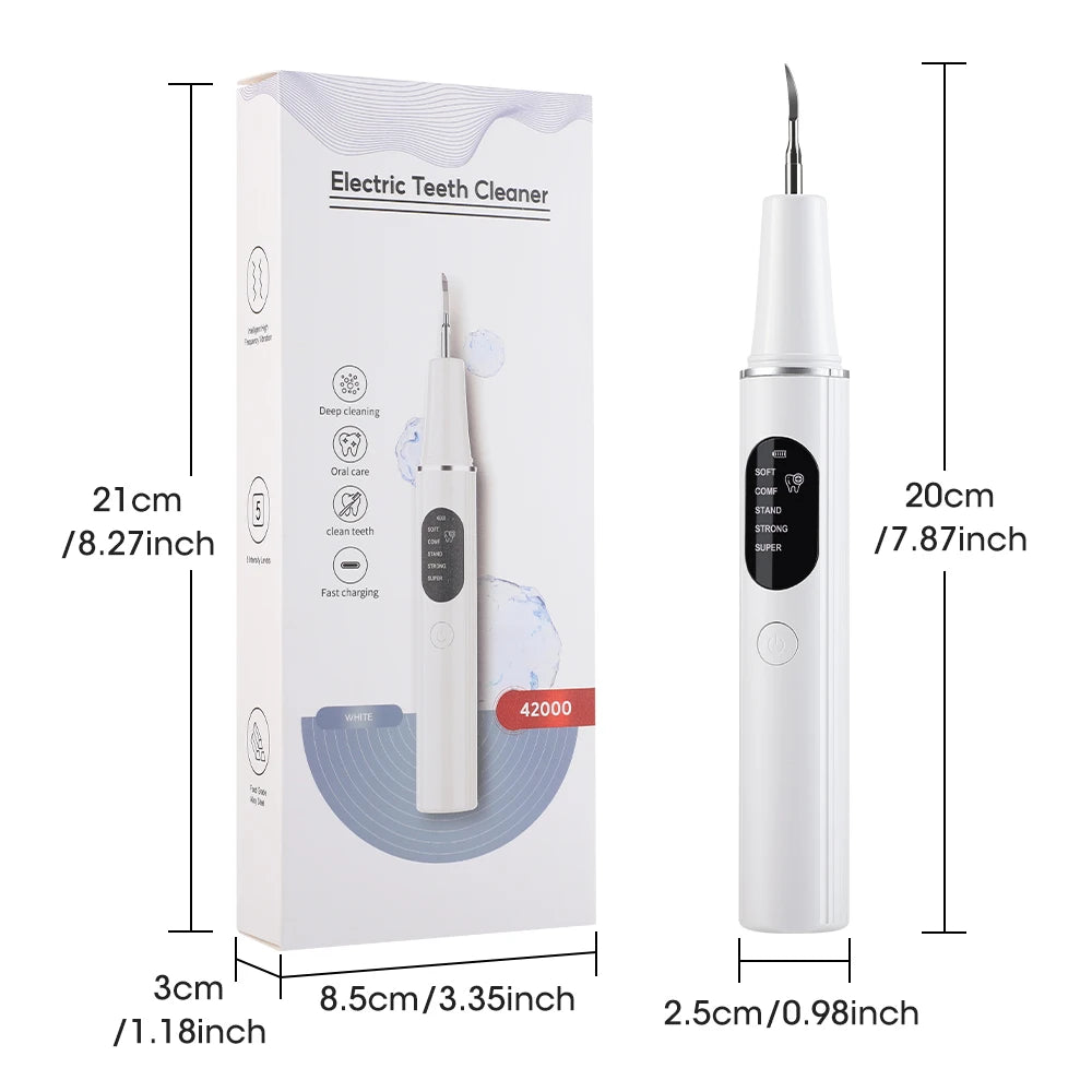 Ultrasonic Electric Teeth Cleaning Plaque Remover Kit - 14