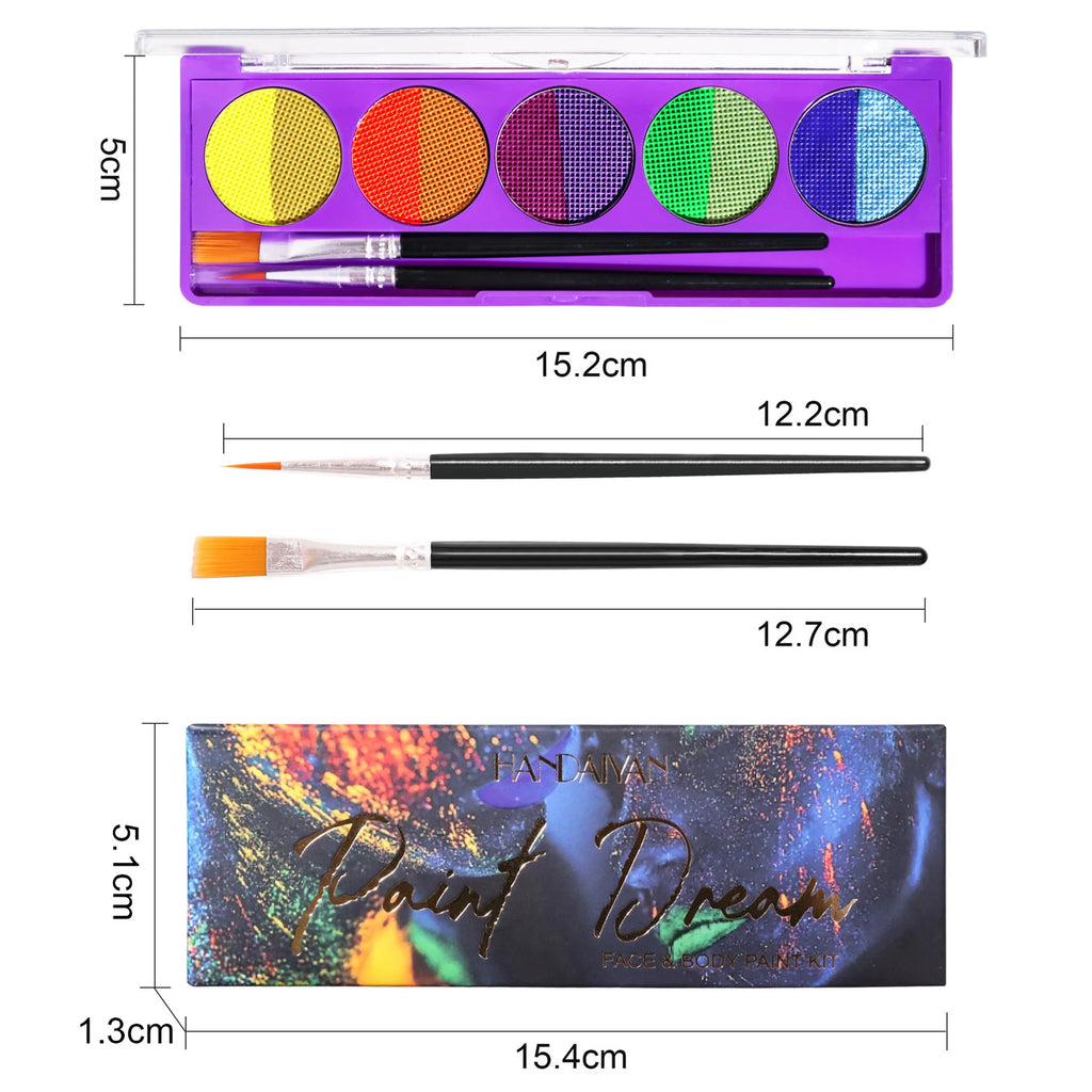 UV Neon Face and Body Paint Palette for Parties and Halloween