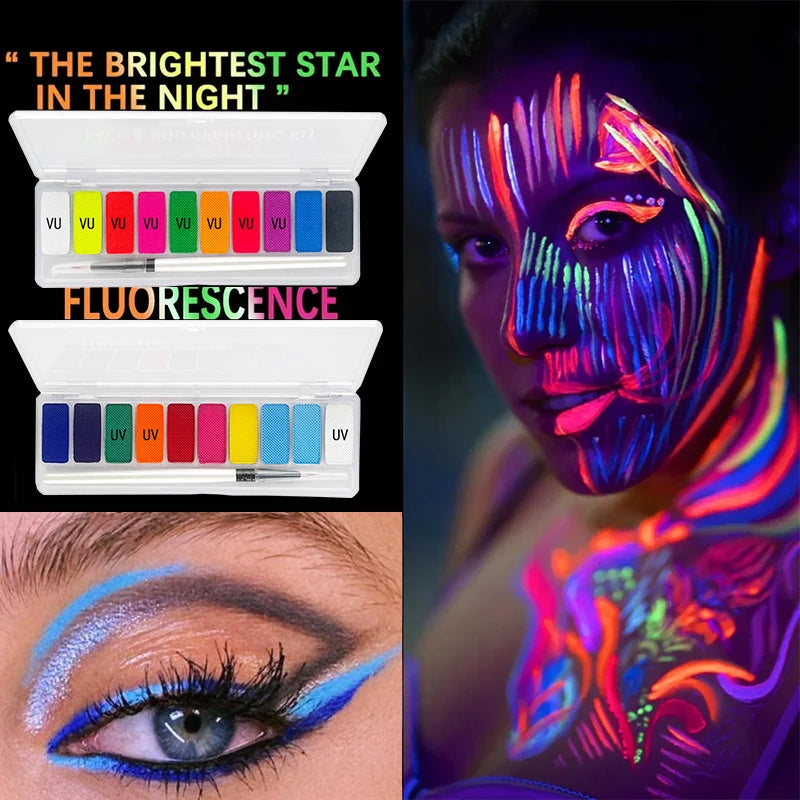 10-Color UV Glow Face and Body Paint Palette - 2