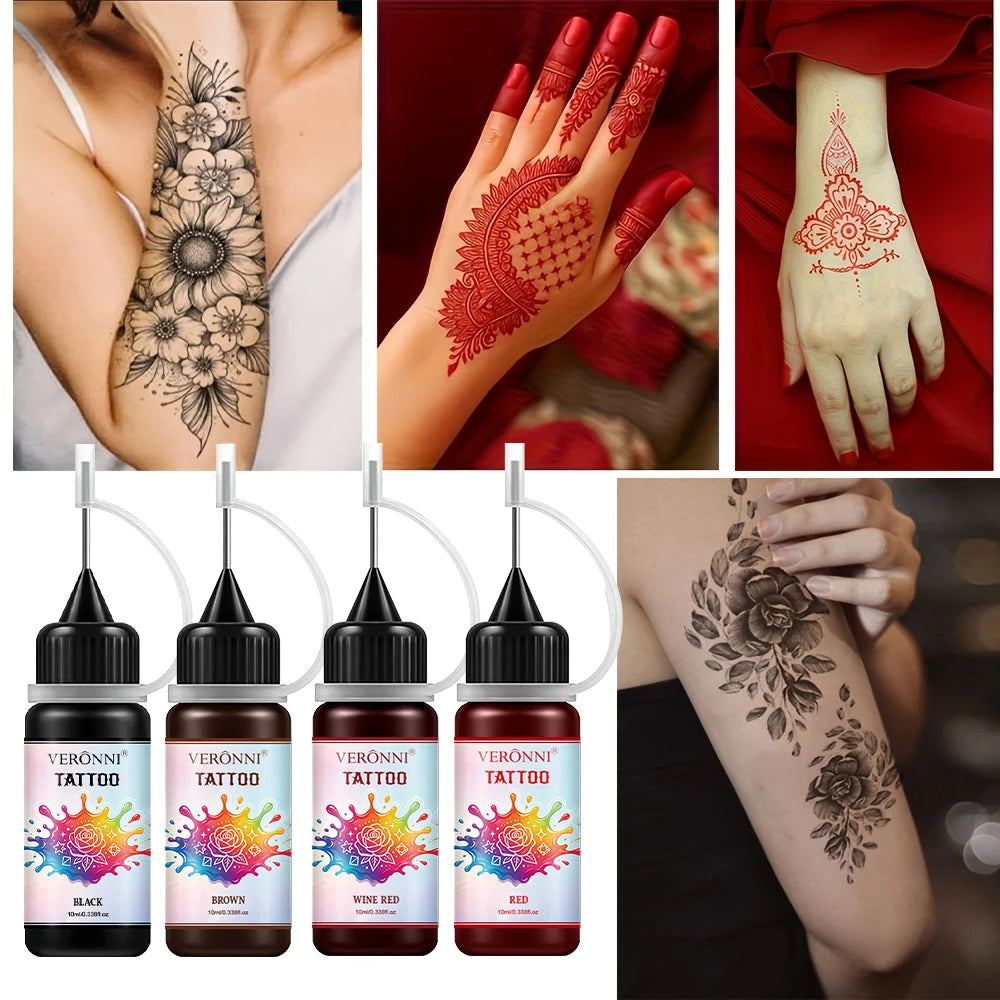Waterproof DIY Temporary Tattoo Ink Kit with Stencils