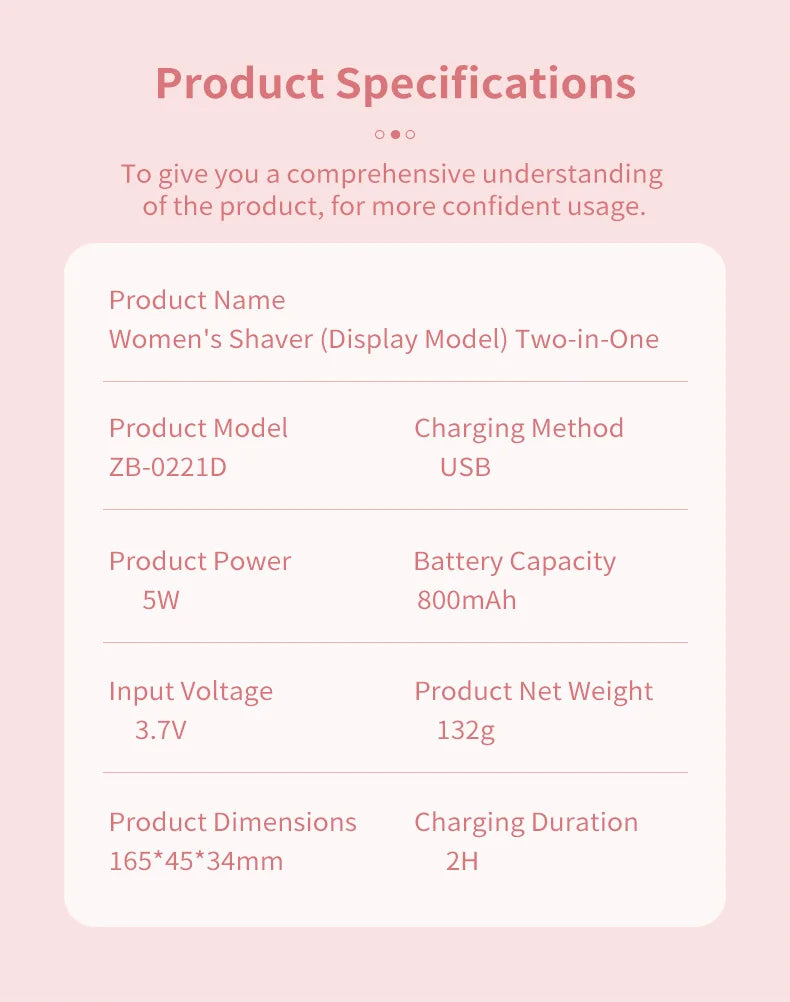 Pain-Free Electric Shaver for Women Body and Facial Hair