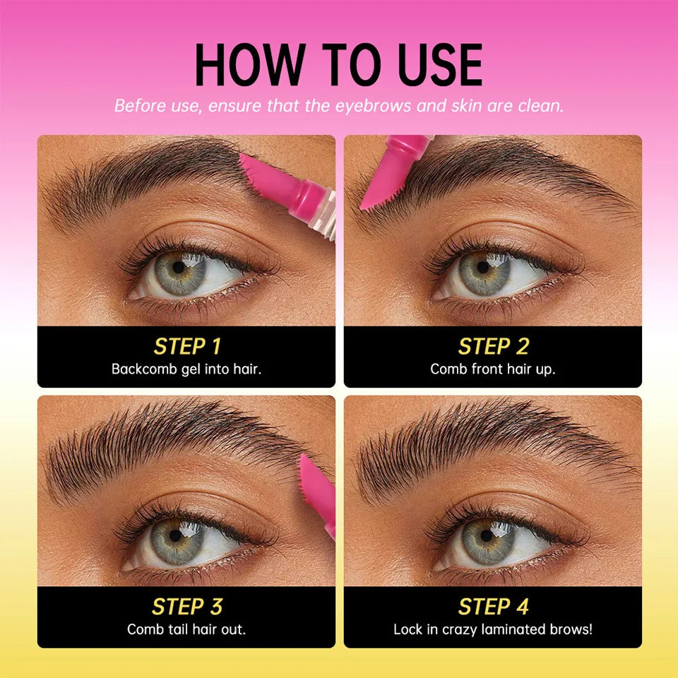 Long-Lasting Eyebrow Lamination Gel with Styling Comb