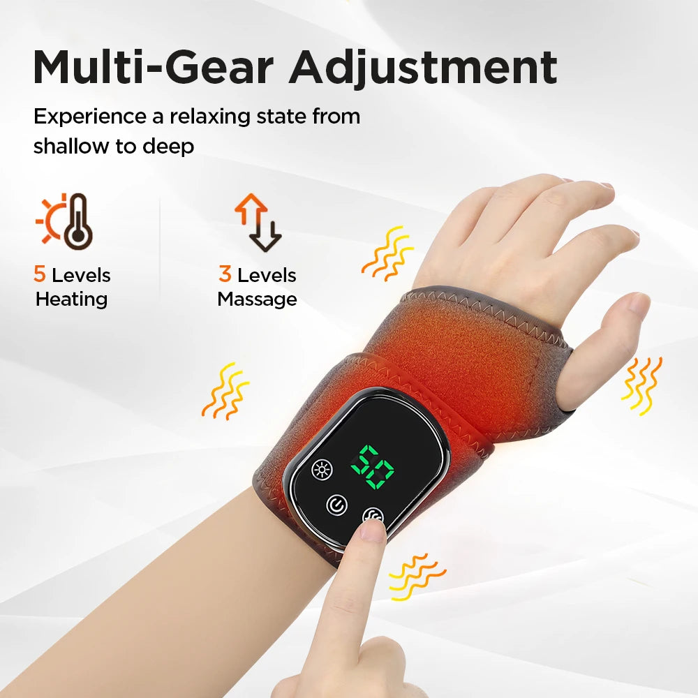 Heated Vibrating Wrist Support Wrap for Pain Relief