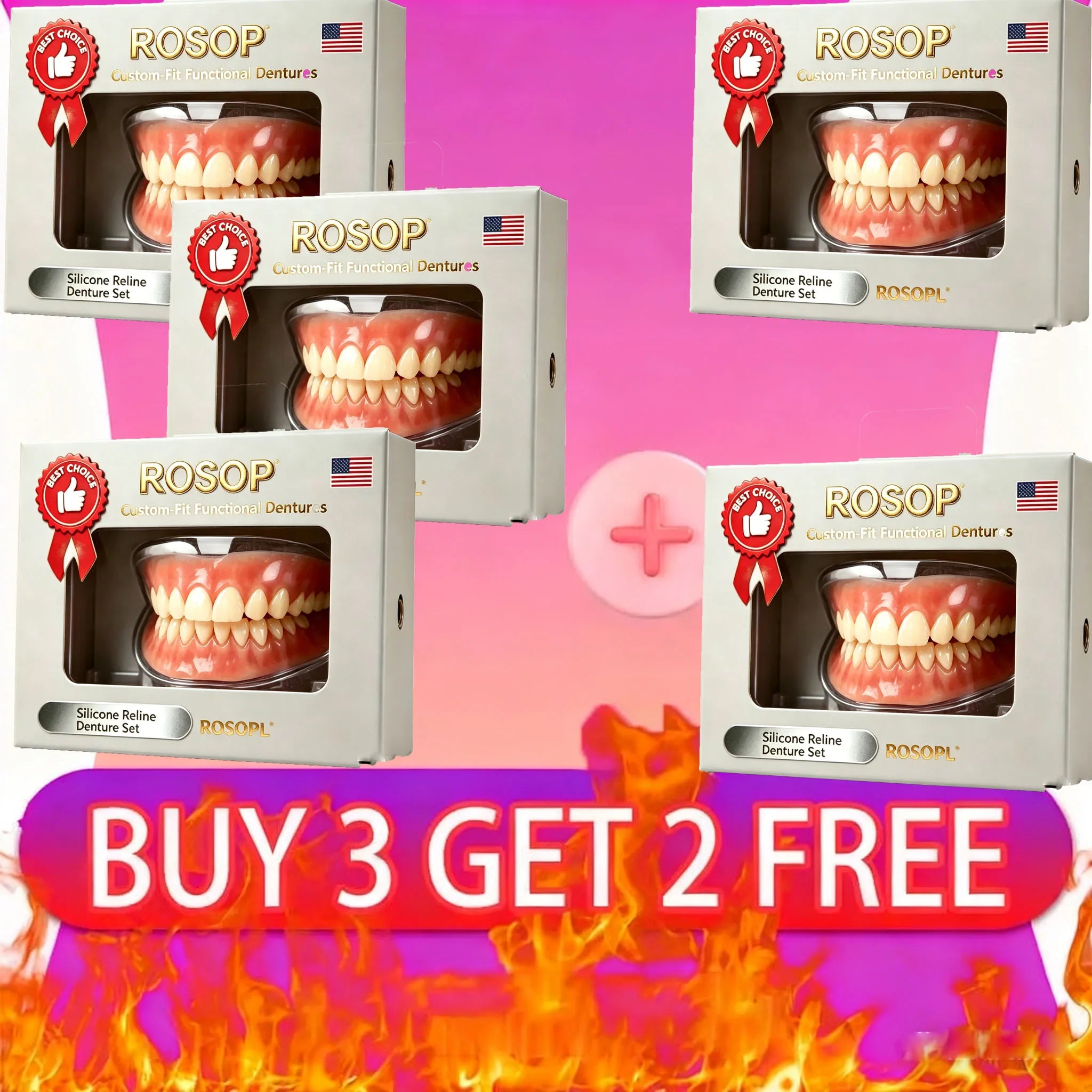 Comfortable Soft Silicone Denture Set for Men and Women - 9
