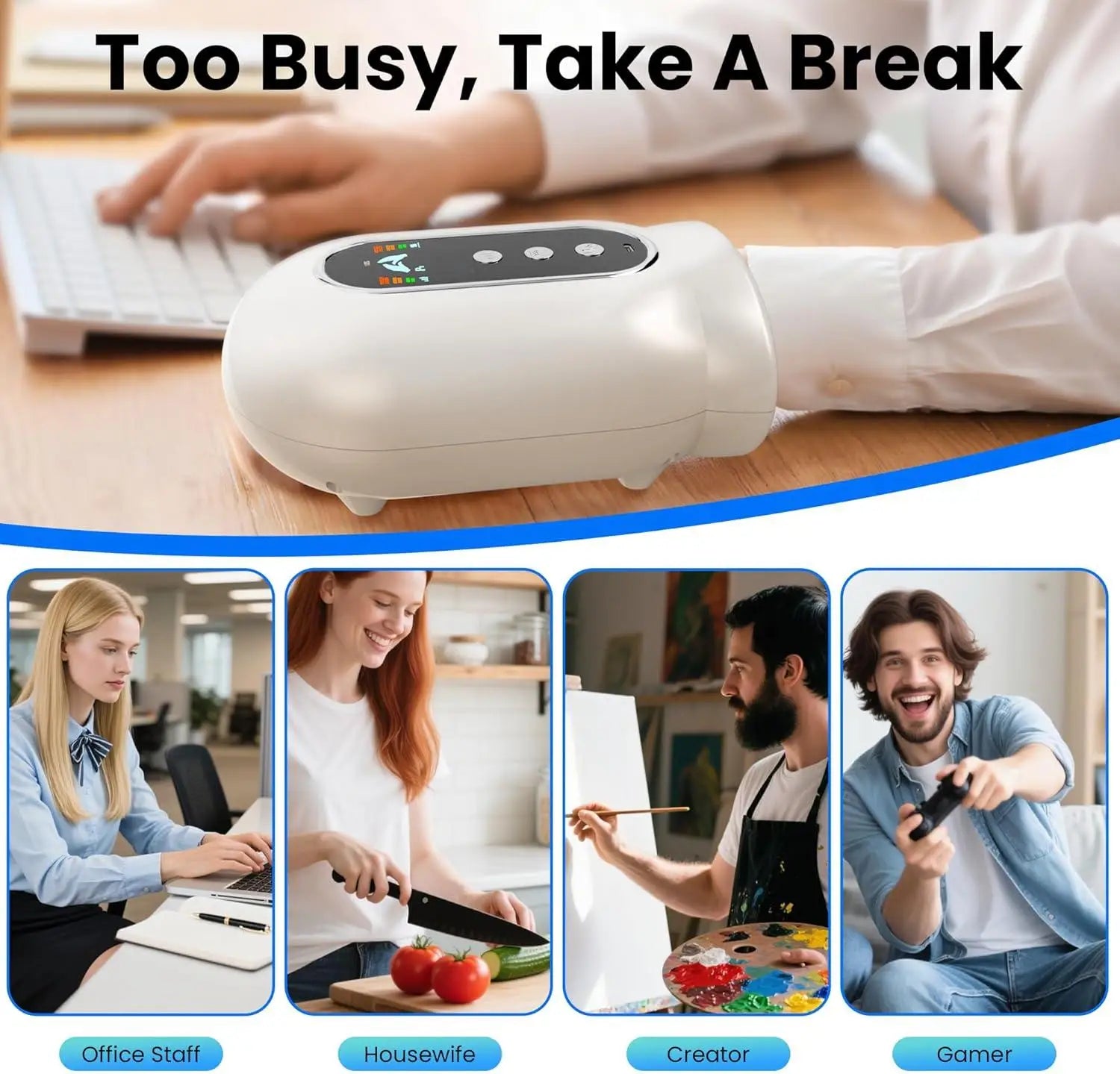 Electric Hand and Wrist Compression Massager with Heat - 6