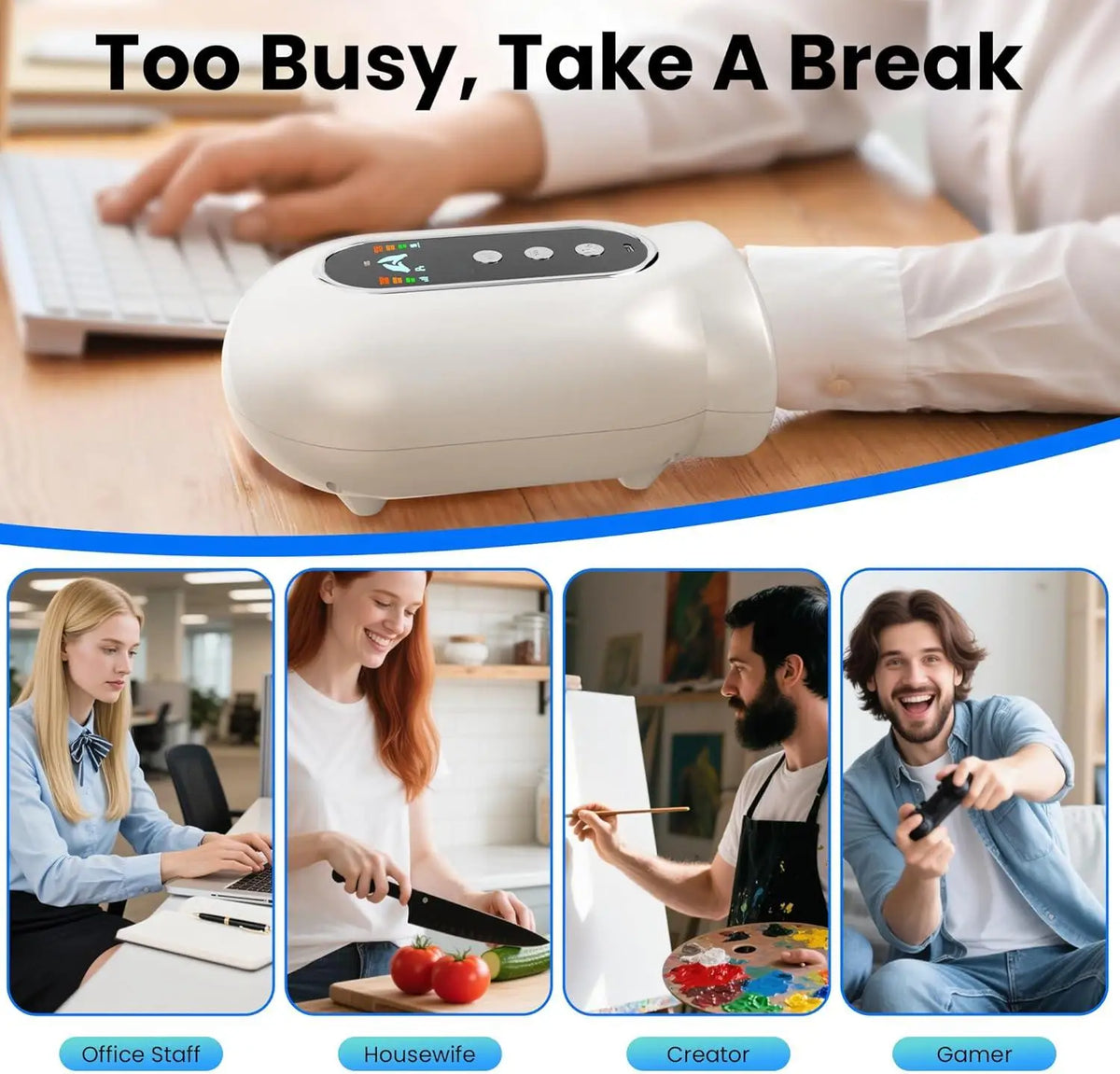 Electric Hand and Wrist Compression Massager with Heat