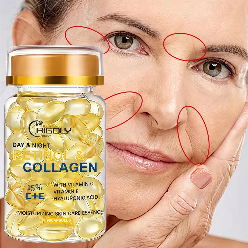 Retinol and Collagen Moisturizing Face Serum Capsules