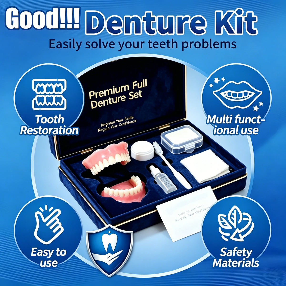 Comfortable Full Mouth Denture and Cleaning Care Kit