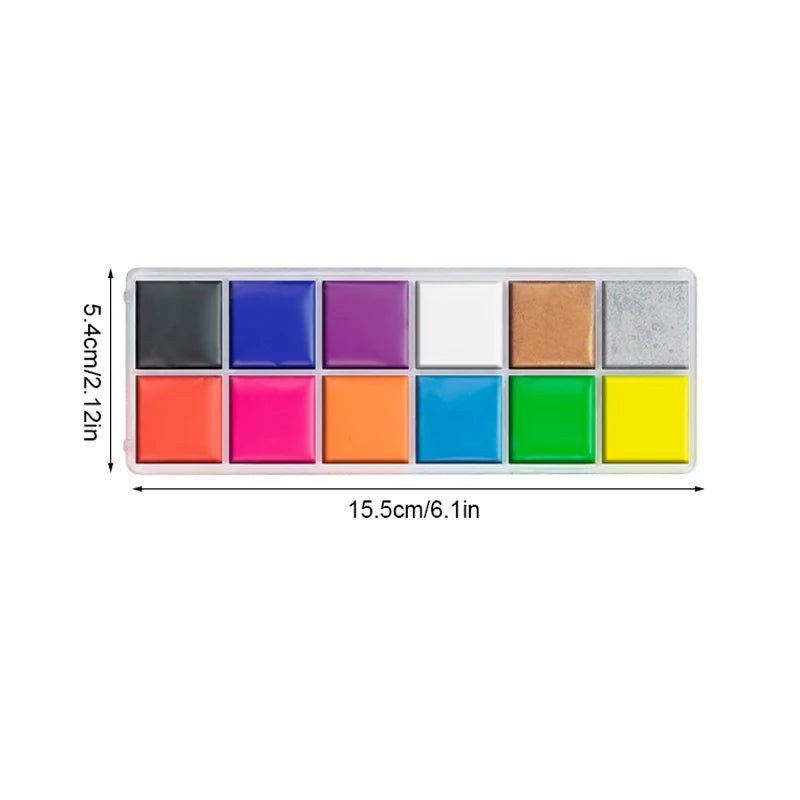 12-Color UV Luminous Face and Body Paint Palette