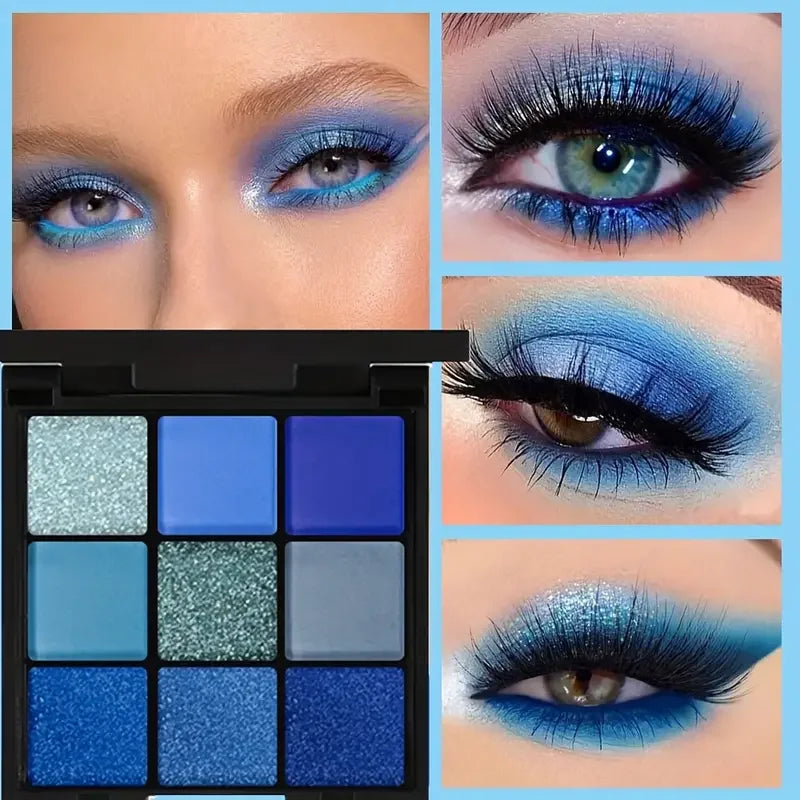 9-Color Blue Eyeshadow Palette for Bold Eye Looks - 3