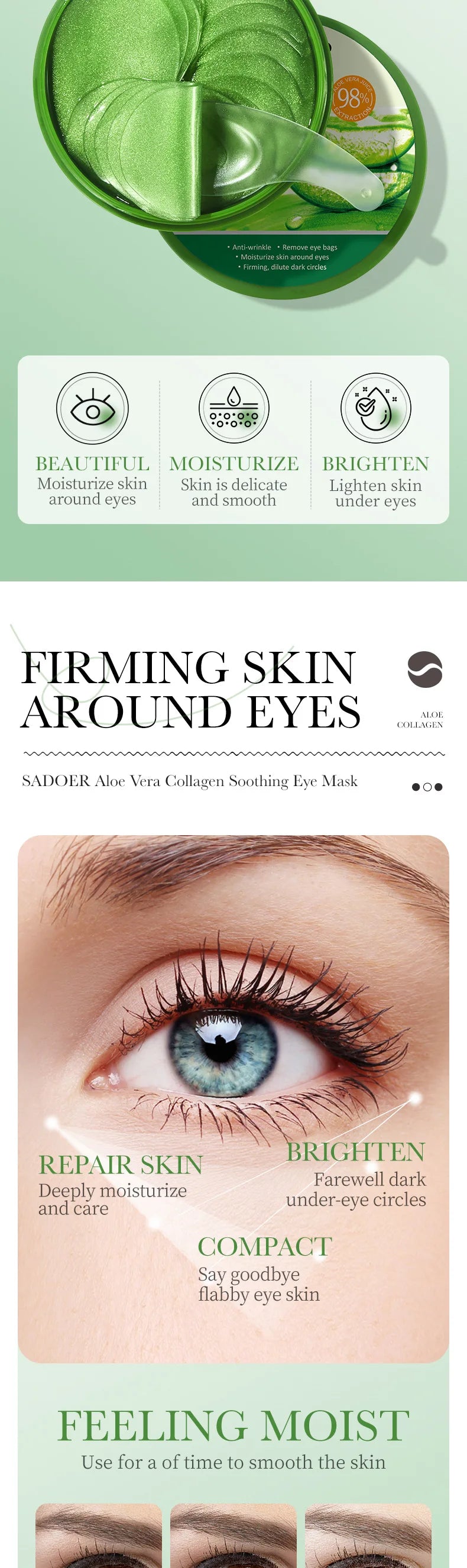 Aloe Vera Collagen Soothing Eye Mask for Dark Circles