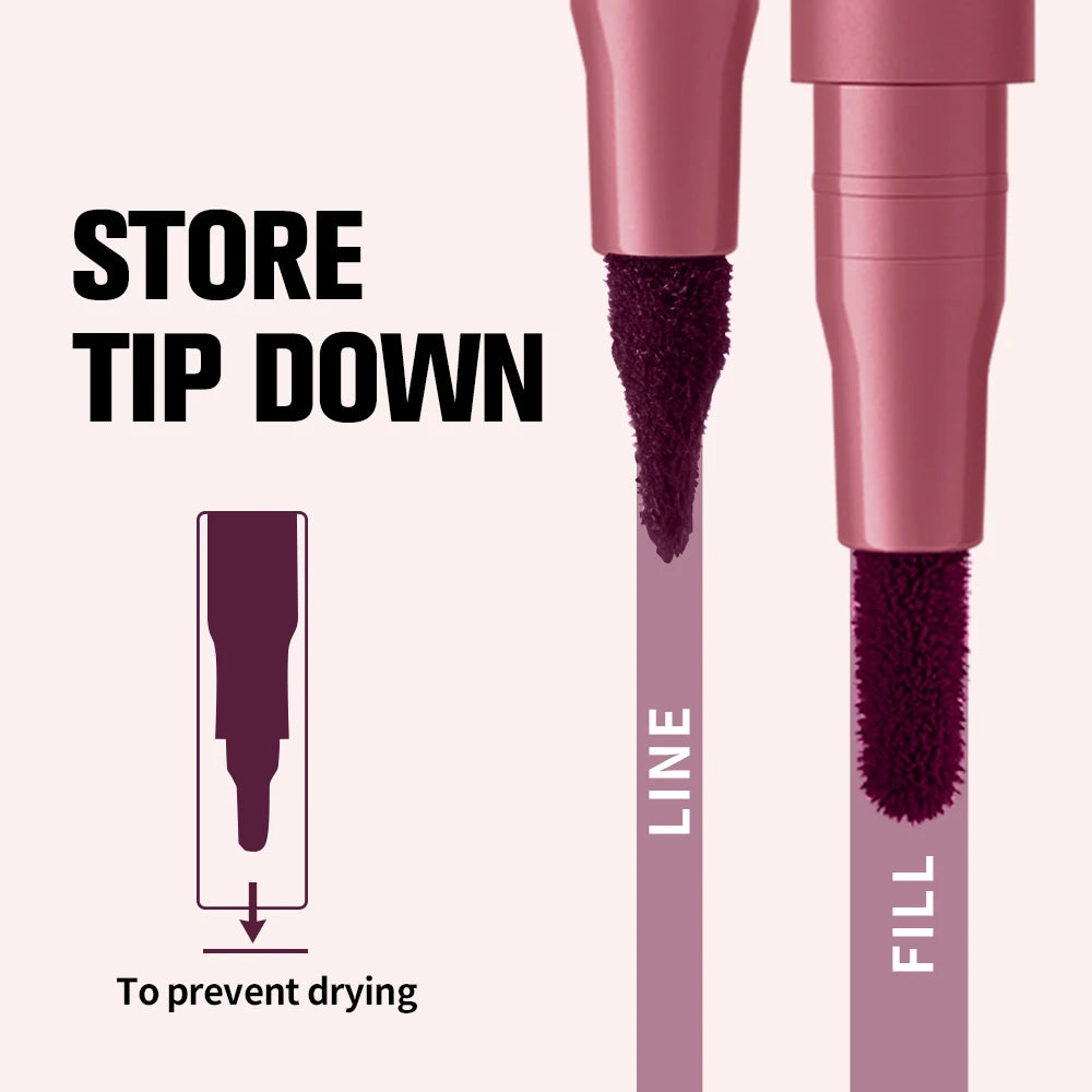 Dual-Sided Long-Lasting Lip Stain and Liner Pen