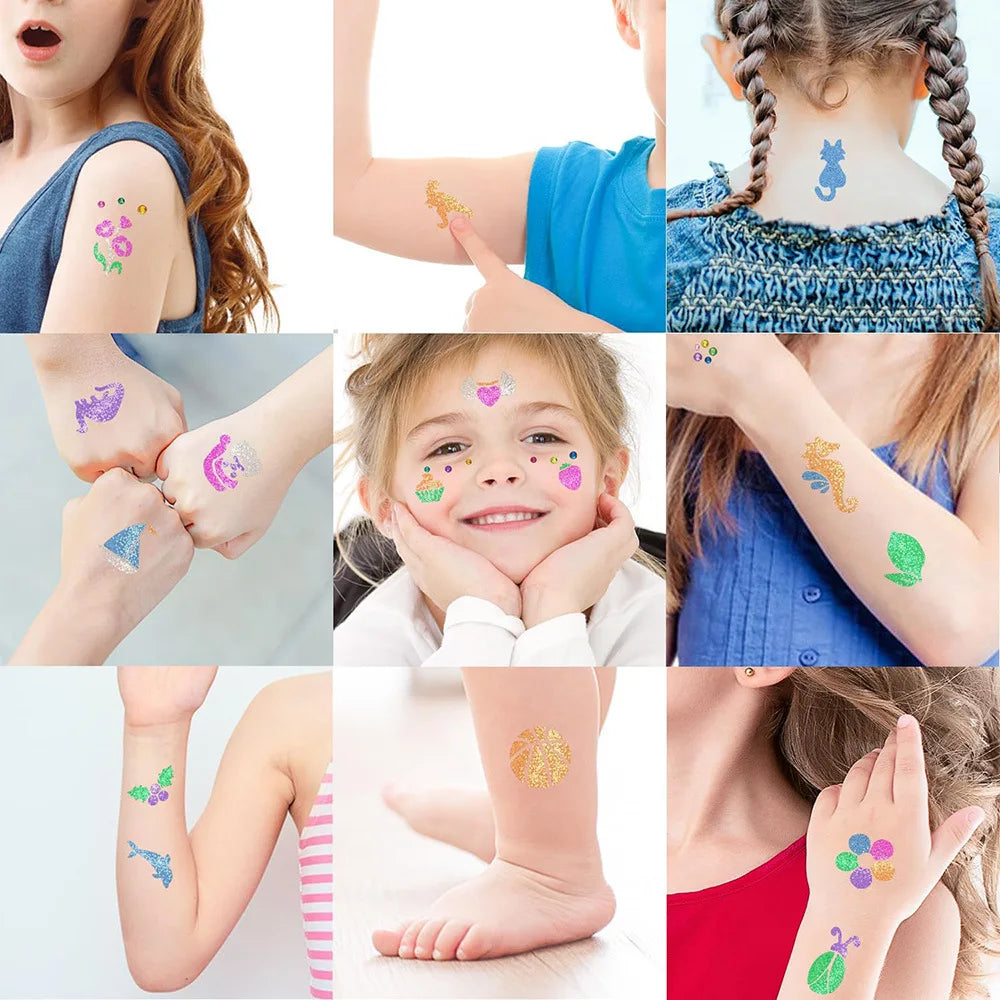 Temporary Glitter Tattoo Art Kit for Kids and Parties