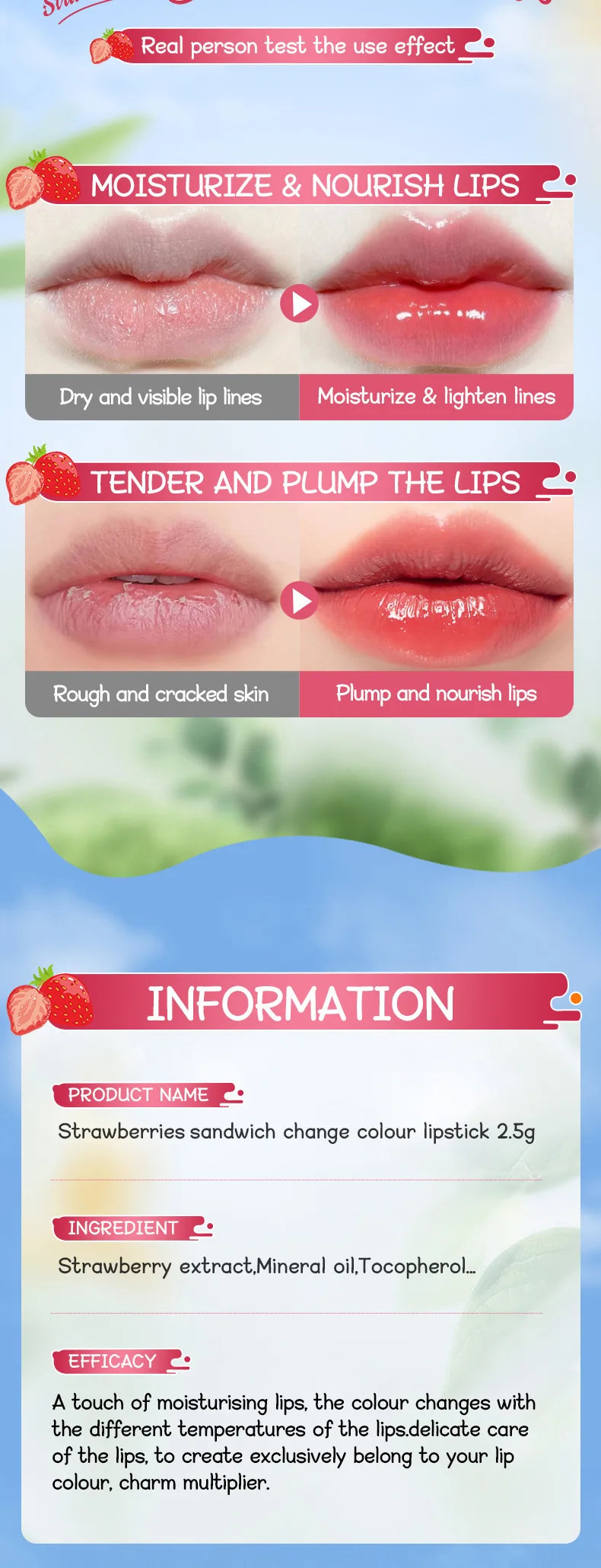 Color-Changing Fruit Moisturizing Lip Balm - 15