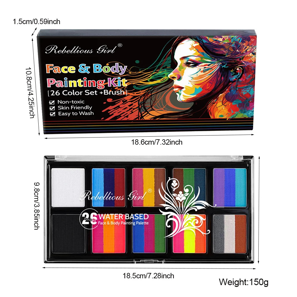 Professional Face and Body Painting Palette Kit for Parties - 27