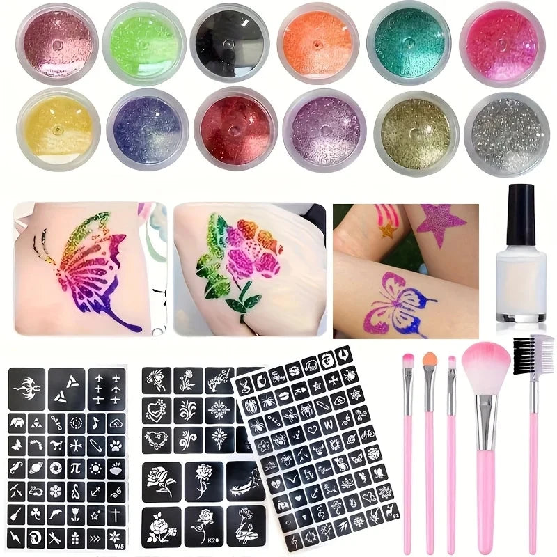 DIY Glitter Temporary Tattoo and Body Art Kit