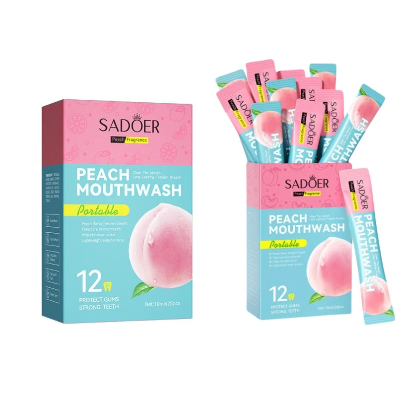 Portable Peach Flavored Mouthwash Sachets for Fresh Breath