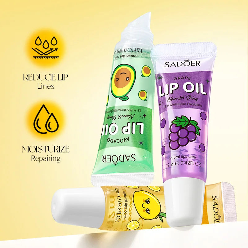 3-Piece Fruit Scented Hydrating Lip Oil Gloss Set