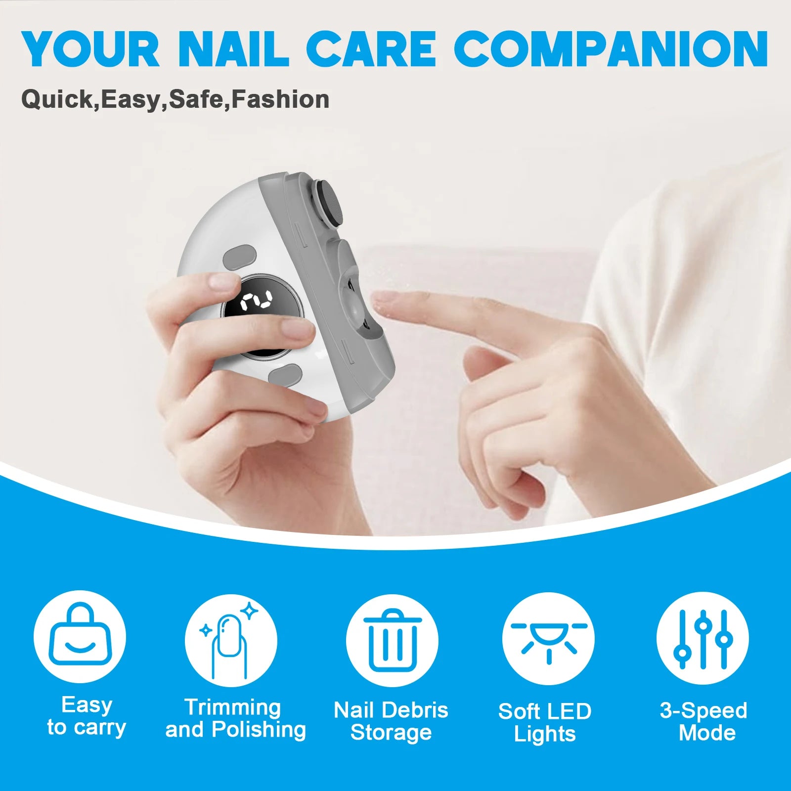 Automatic Electric Nail Trimmer with LED Light - 8