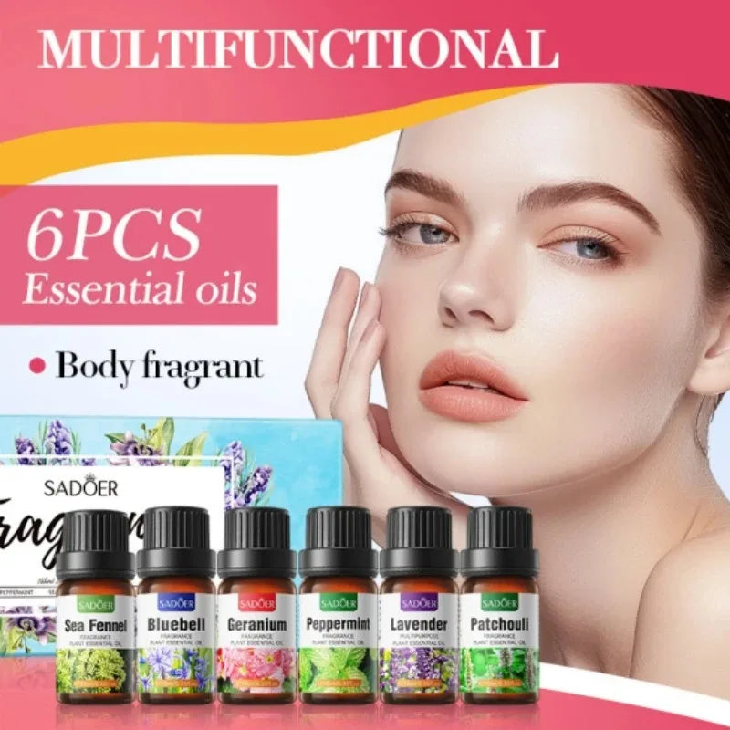6-Piece Aromatic Essential Oil Set for Relaxation and Body Care