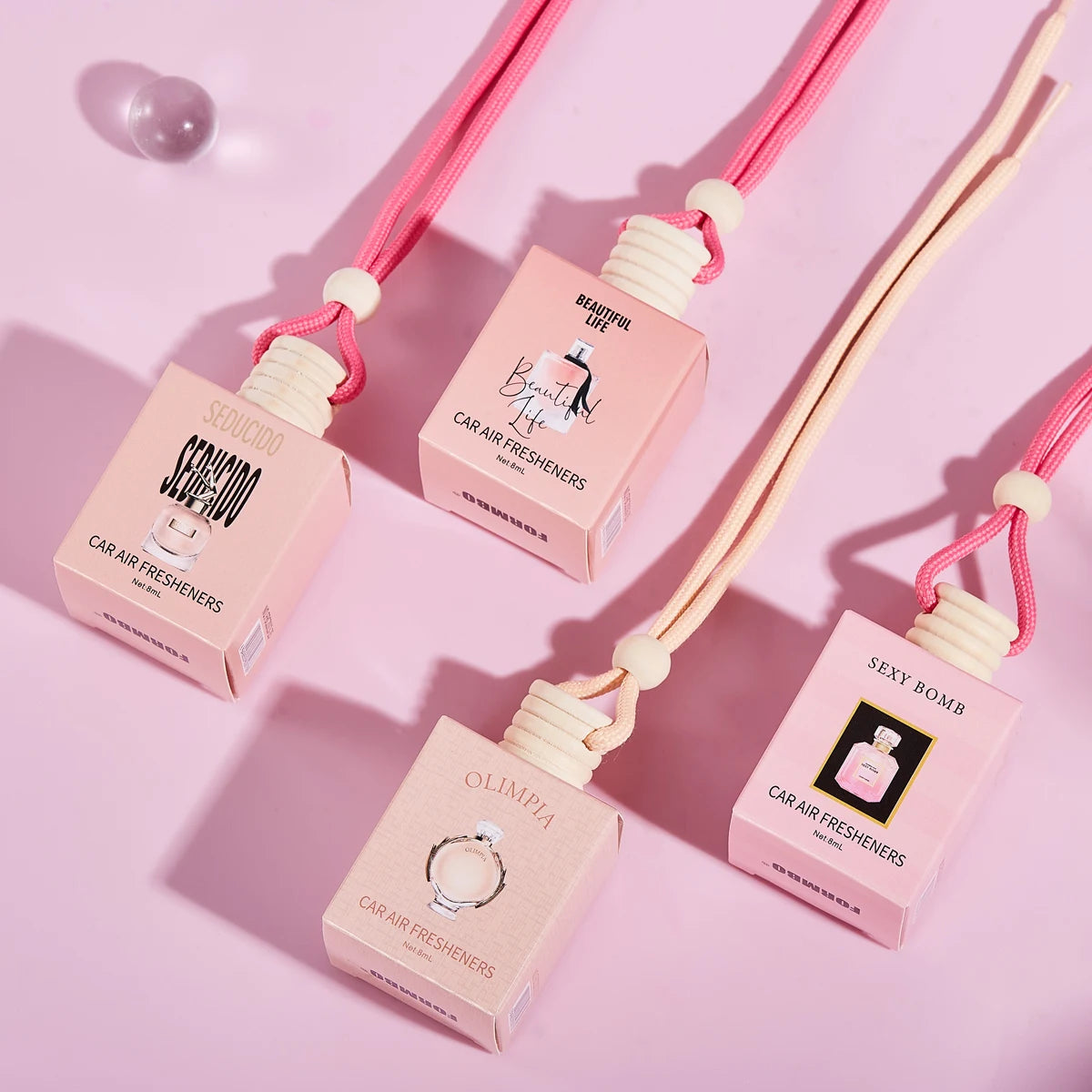 Pink Hanging Car Air Freshener Perfume Bottle - 6