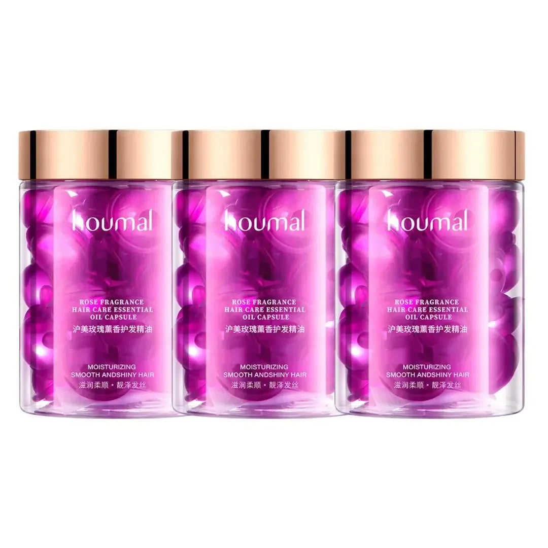 Rose Essential Oil Hair Repair Capsules for Dry Frizzy Hair - 18