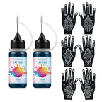 Temporary Tattoo Ink and Stencil Kit for Body Art