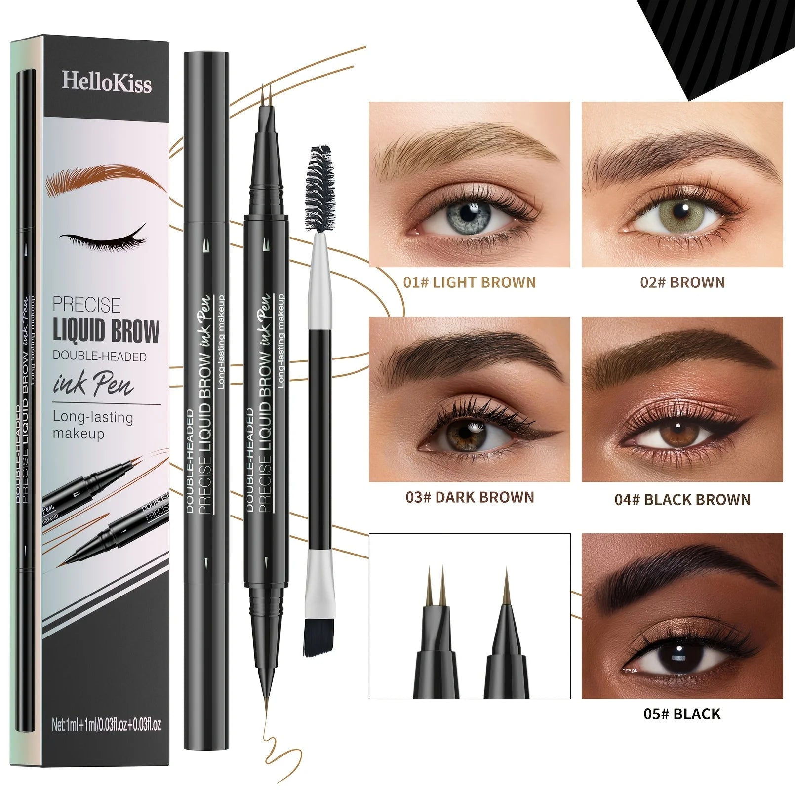 Waterproof Dual-Tip Liquid Eyebrow Pen - 8