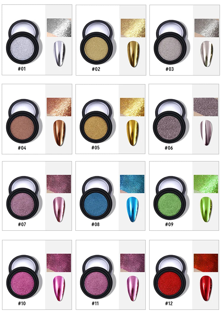 Chrome Mirror Effect Metallic Nail Art Glitter Powder
