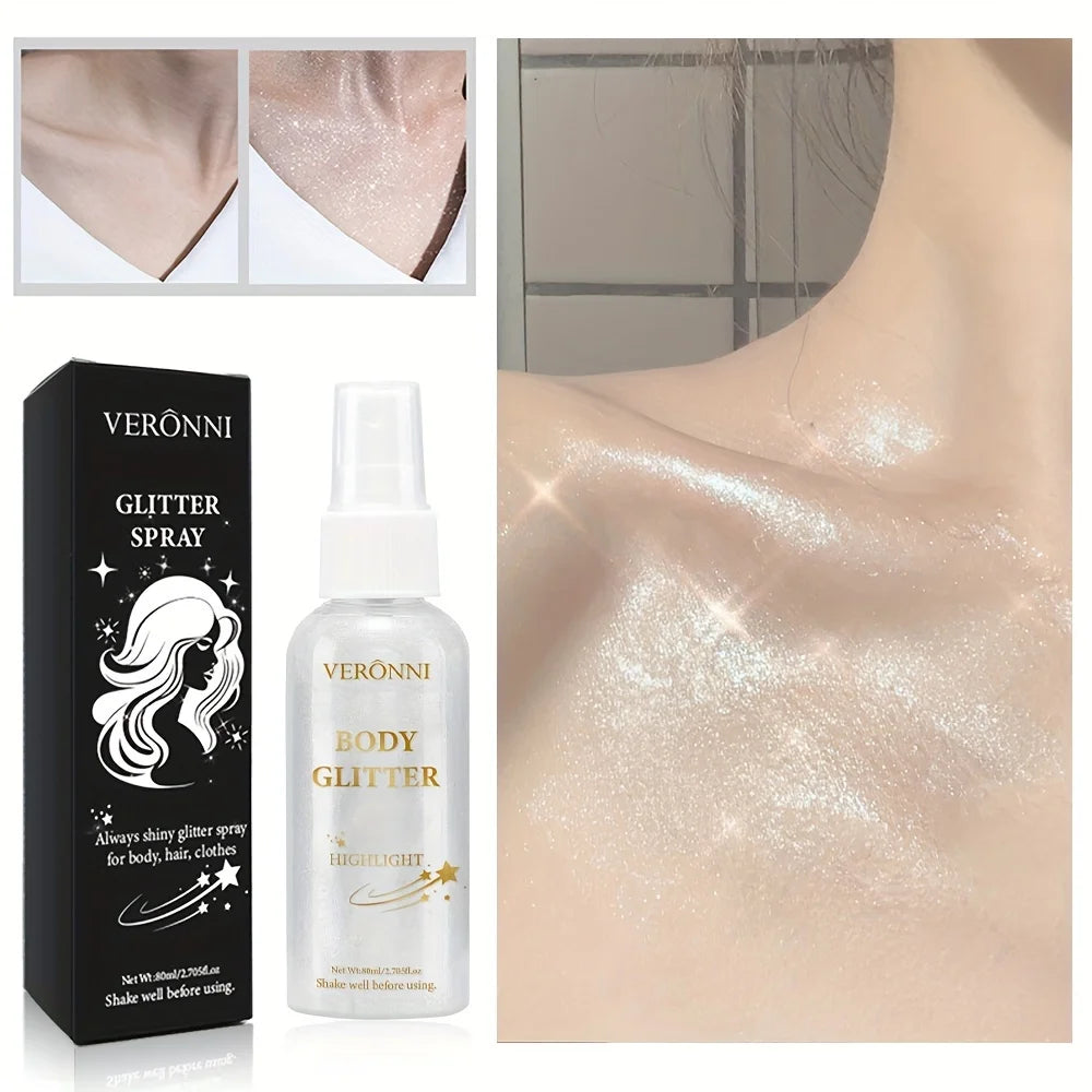 Shimmering Body and Hair Glitter Highlighter Spray
