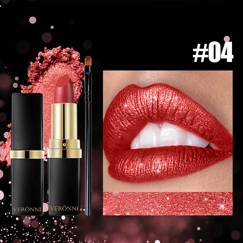 Metallic Pearl Finish Long-Lasting Lipstick