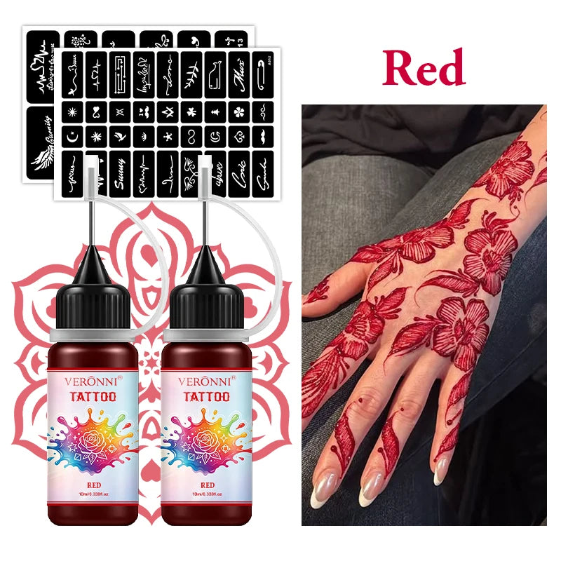 Waterproof Temporary Tattoo Ink Kit with Stencils