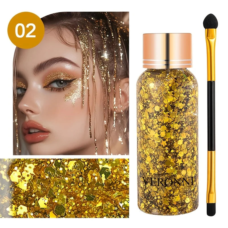 Face and Body Glitter Makeup Set with Application Brush