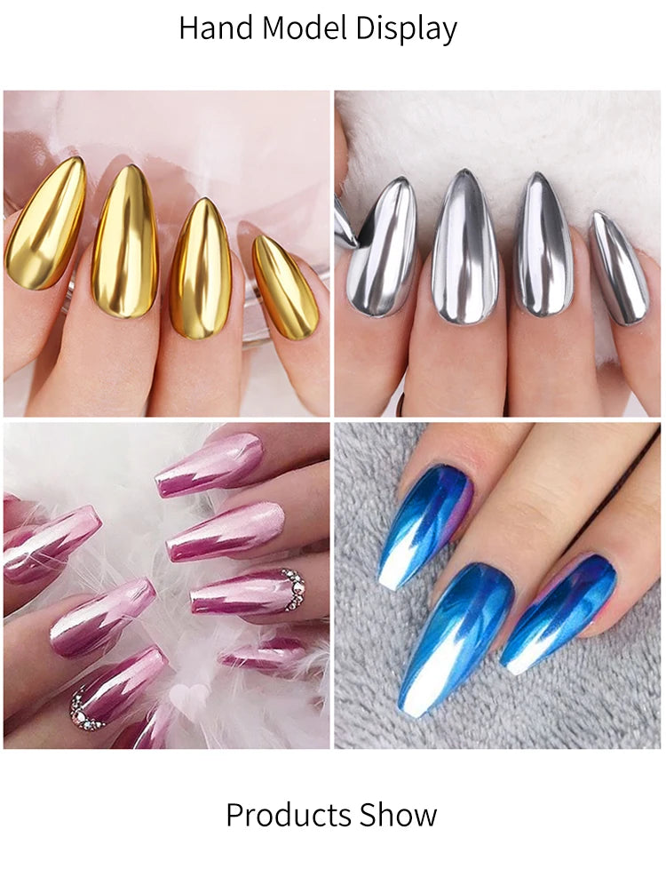 Chrome Mirror Effect Metallic Nail Art Glitter Powder - 12