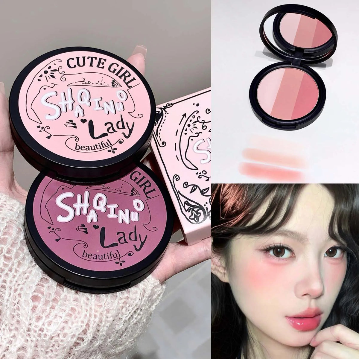 Triple-Tone Gradient Matte Highlighter and Blush Palette
