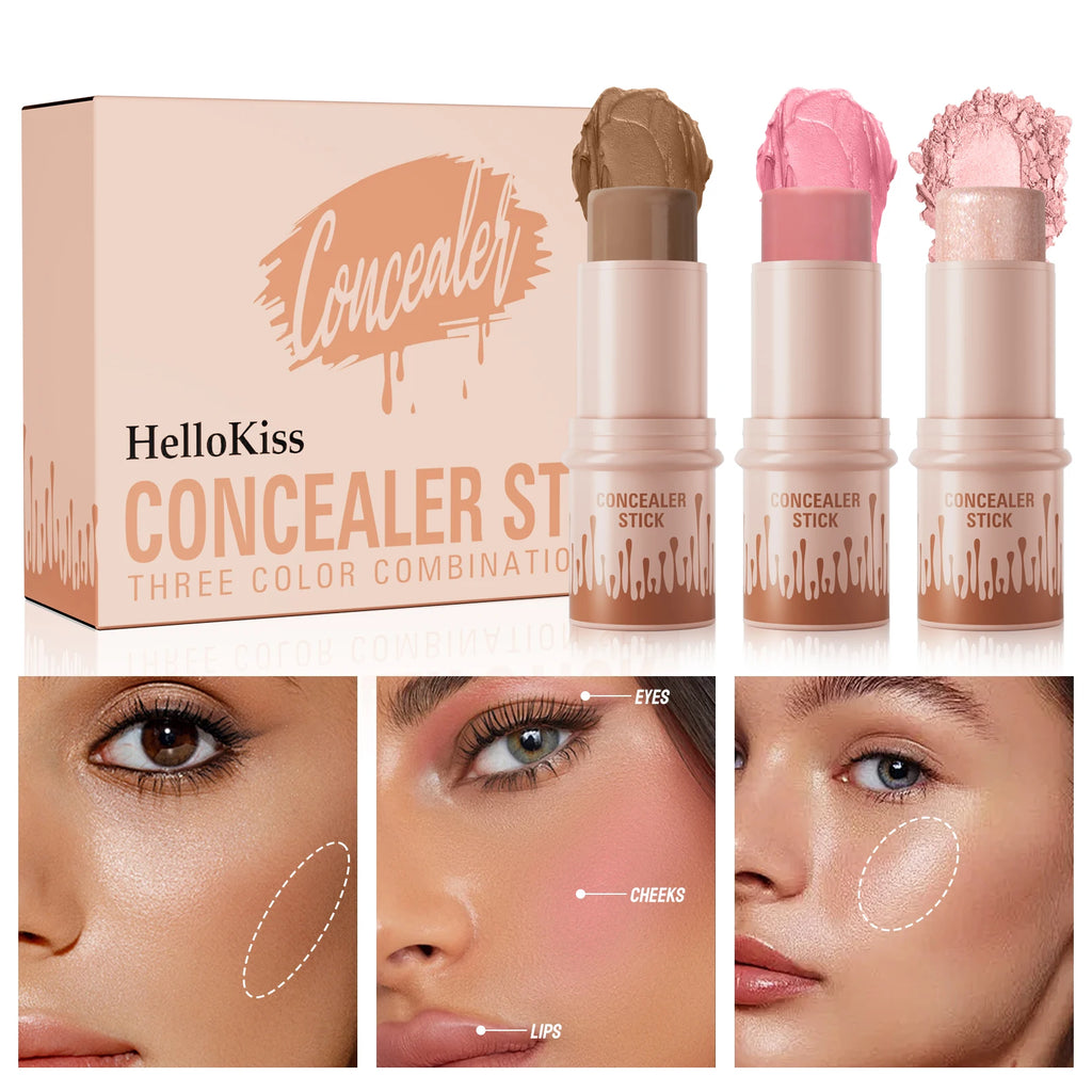 3-Piece Face Contouring and Highlighting Makeup Set